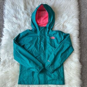 The North Face hyvent girls teal and pink jacket